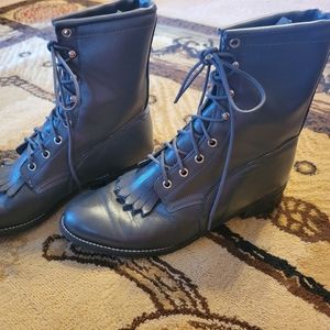 Gray Western Lace-up Boots